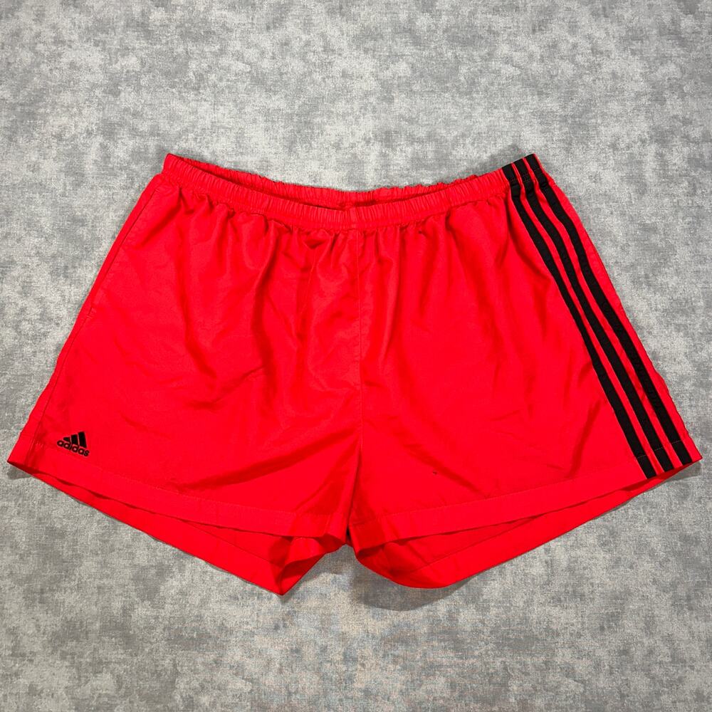 Vintage Adidas 2004 Red Black 3 Stripes Shorts 2.5in Womens XL Athletic